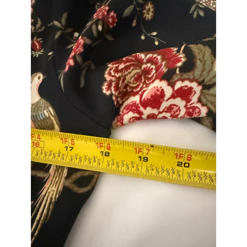H&M Floral Bird Print Wide Leg Jumpsuit Black Flutter Sleeve V-Neck Size 8 - Picture 16 of 16